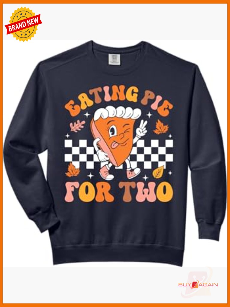 Thanksgiving Pregnancy Announcement Sweatshirt Relaxed Crew Neck Long Sleeve